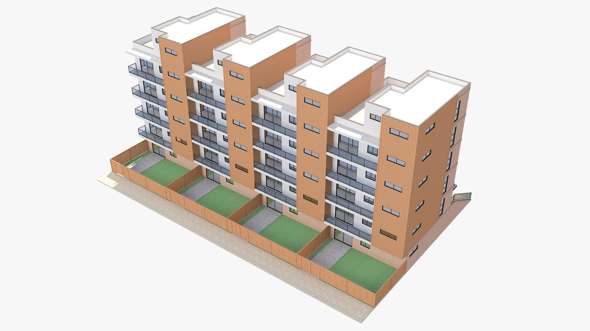 Modern Townhouse Building 1 3D model_15
