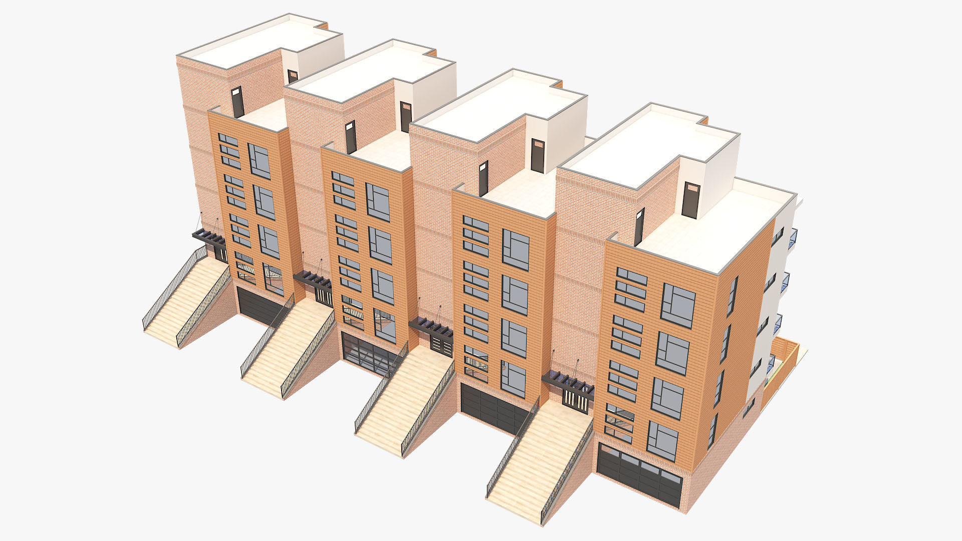 Modern Townhouse Building 1 3D model_14