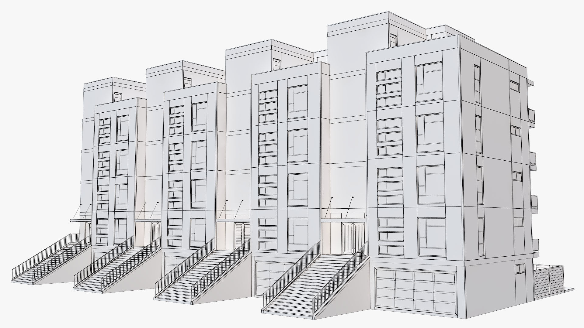 Modern Townhouse Building 1 3D model_17