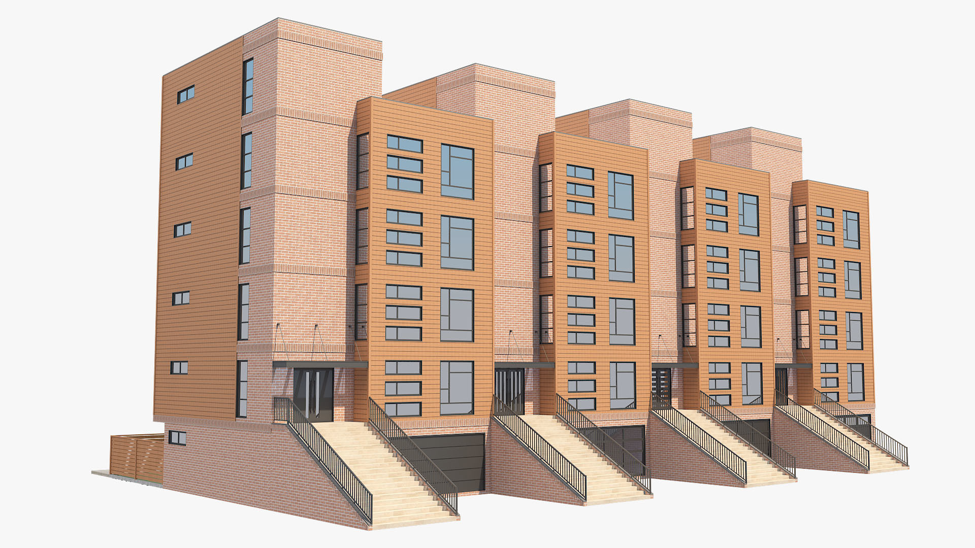 Modern Townhouse Building 1 3D model_1