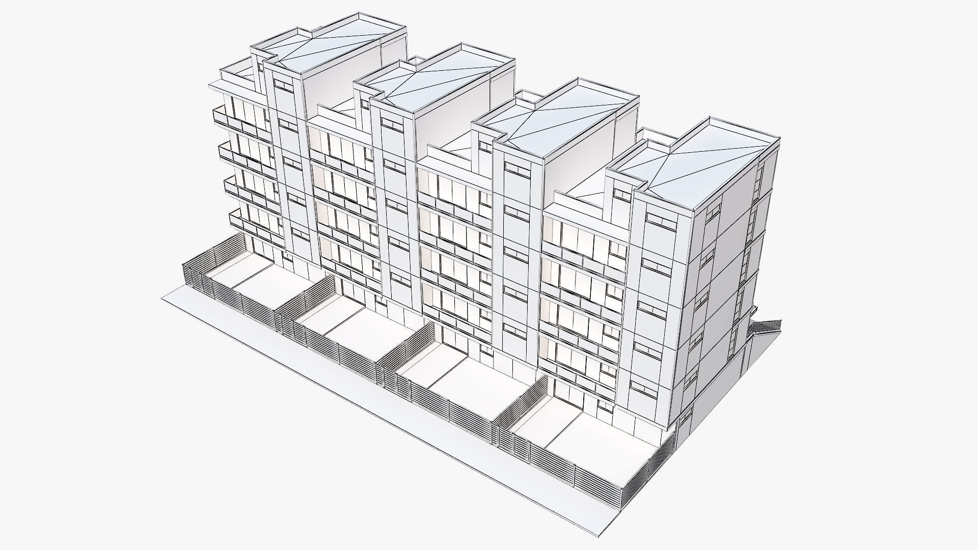 Modern Townhouse Building 1 3D model_6