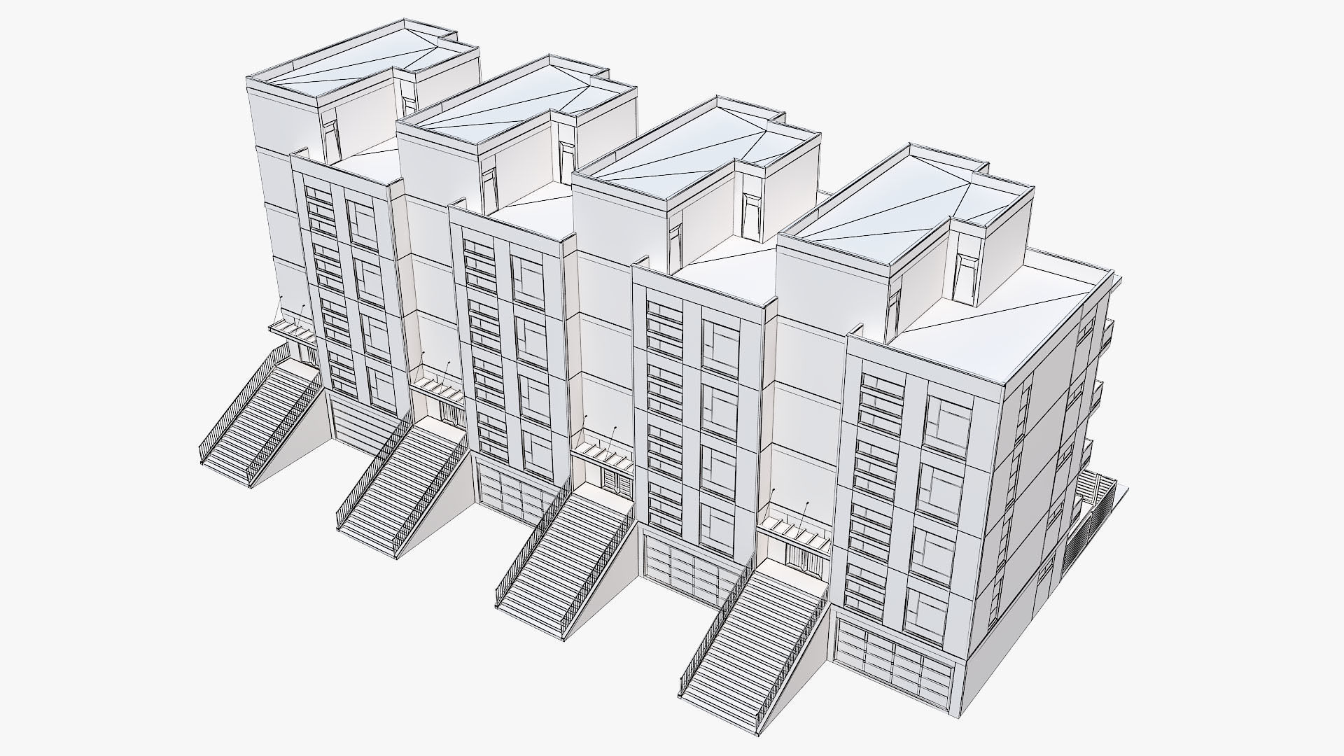 Modern Townhouse Building 1 3D model_5