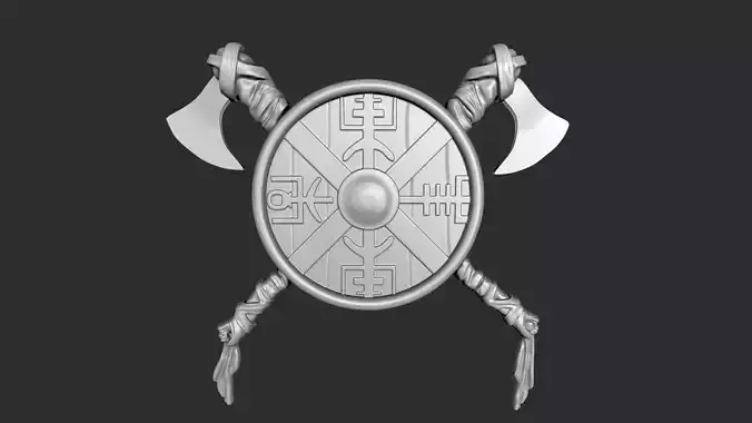 STL models for 3D printing and CNC Viking shield and axes 3D print model