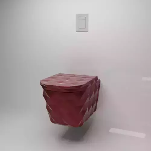 Cherry red wall mounted toilet