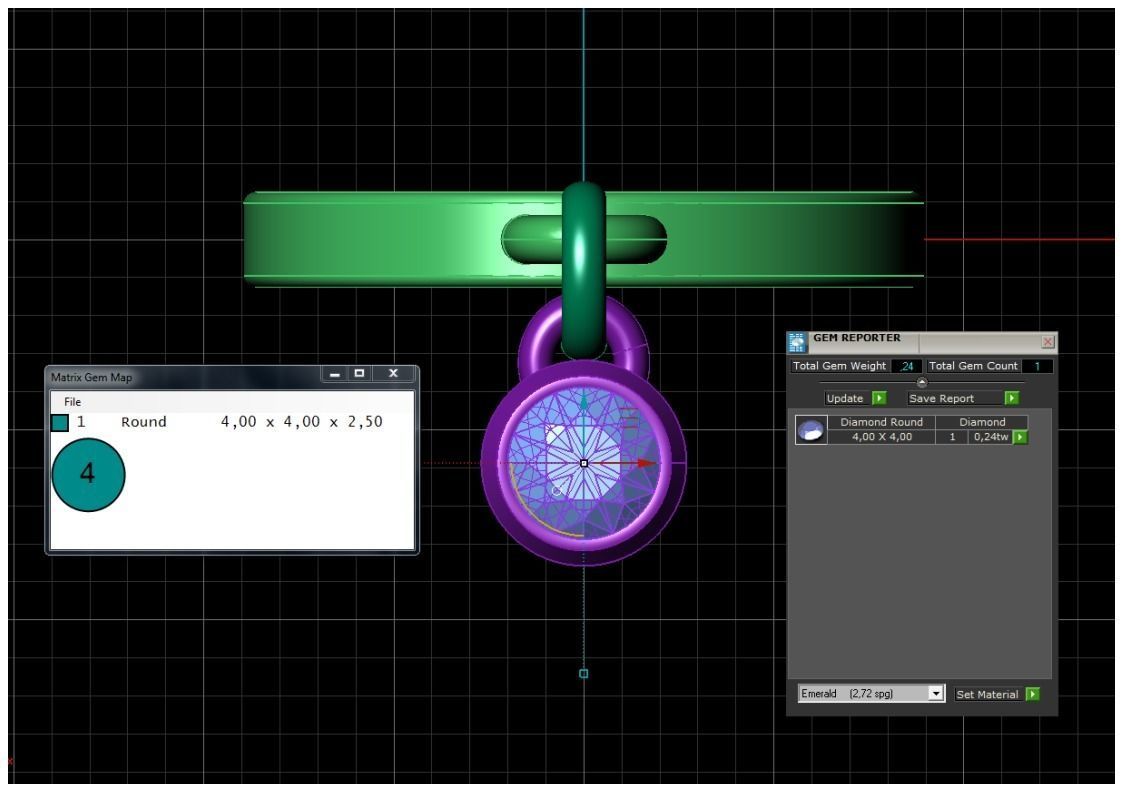 Ring with pendants Round gem  3D print model 3D print model_4