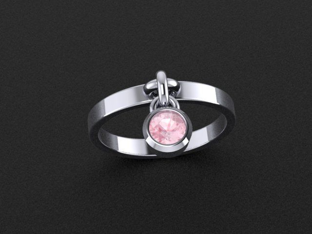 Ring with pendants Round gem  3D print model 3D print model_9