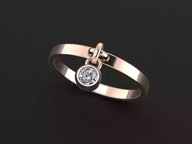 Ring with pendants Round gem  3D print model