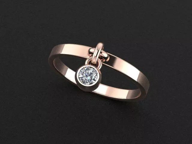 Ring with pendants Round gem  3D print model 3D print model_0