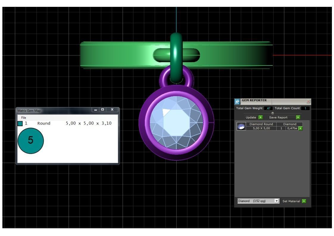 Ring with pendants Round gem  3D print model 3D print model_5