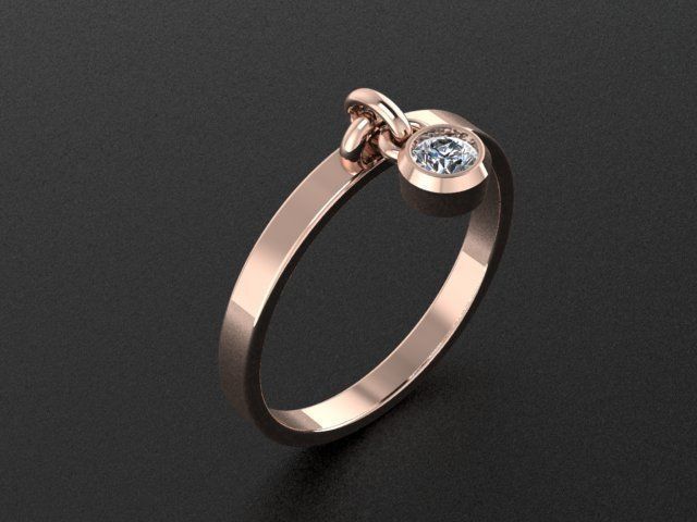Ring with pendants Round gem  3D print model 3D print model_2