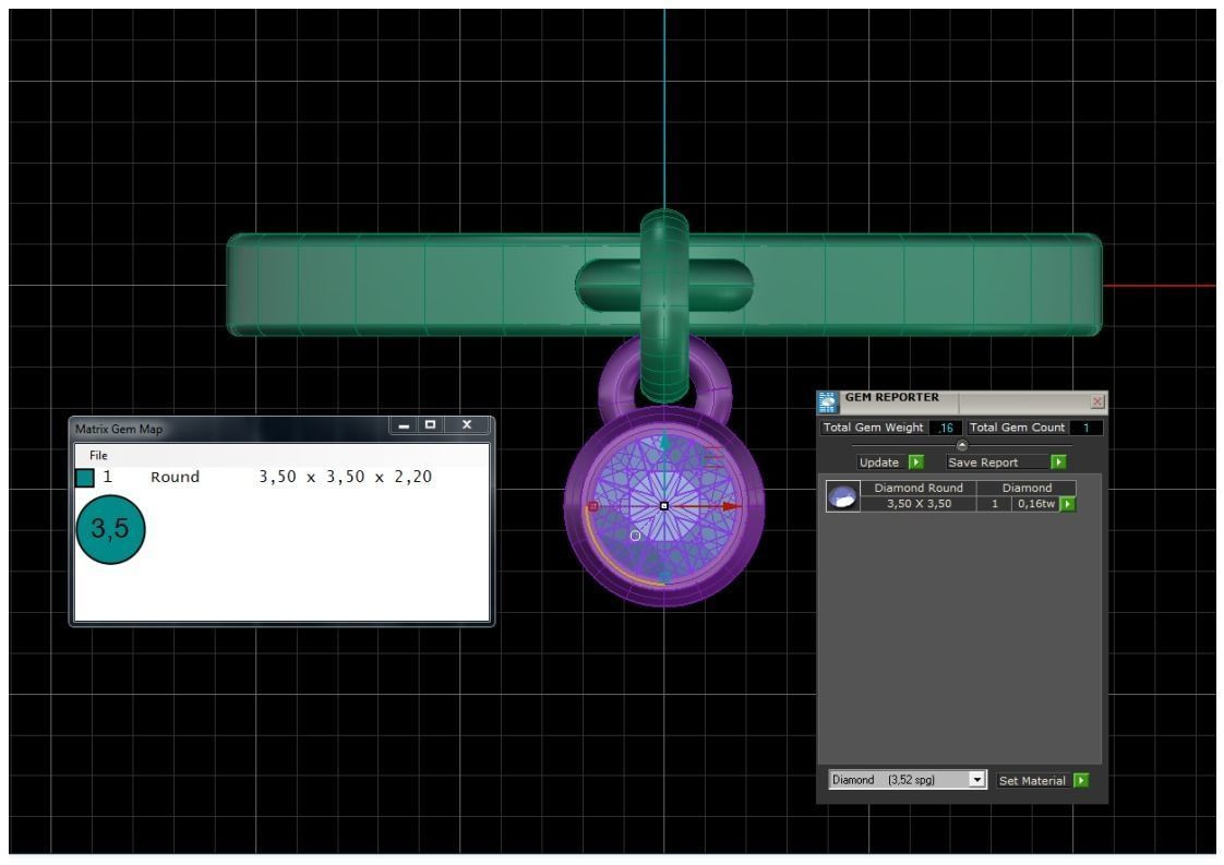Ring with pendants Round gem  3D print model 3D print model_3