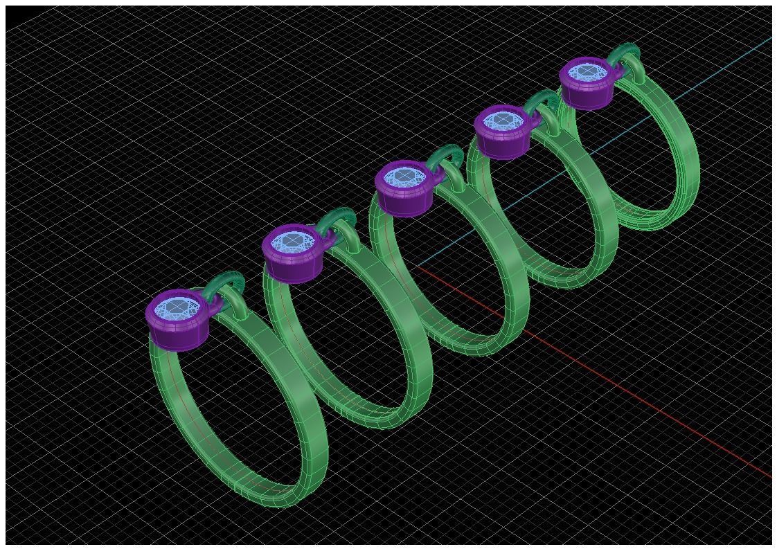 Ring with pendants Round gem  3D print model 3D print model_6