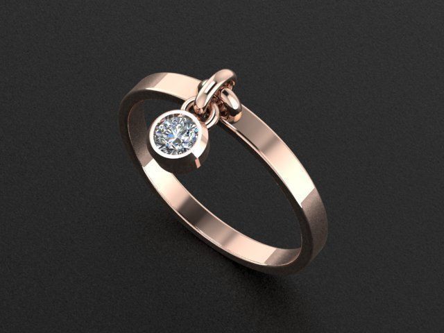 Ring with pendants Round gem  3D print model 3D print model_1