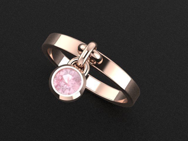 Ring with pendants Round gem  3D print model 3D print model_10