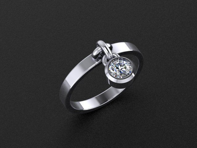 Ring with pendants Round gem  3D print model 3D print model_8