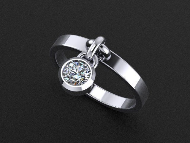 Ring with pendants Round gem  3D print model 3D print model_7