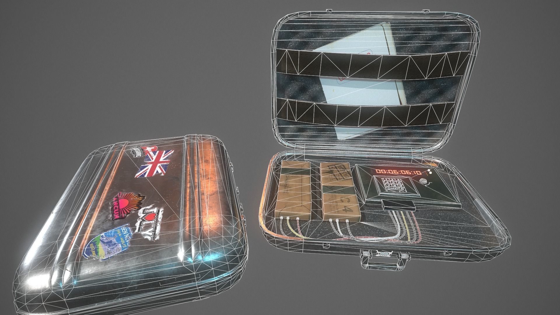 Briefcase C4 Bomb Low-poly 3D model_12