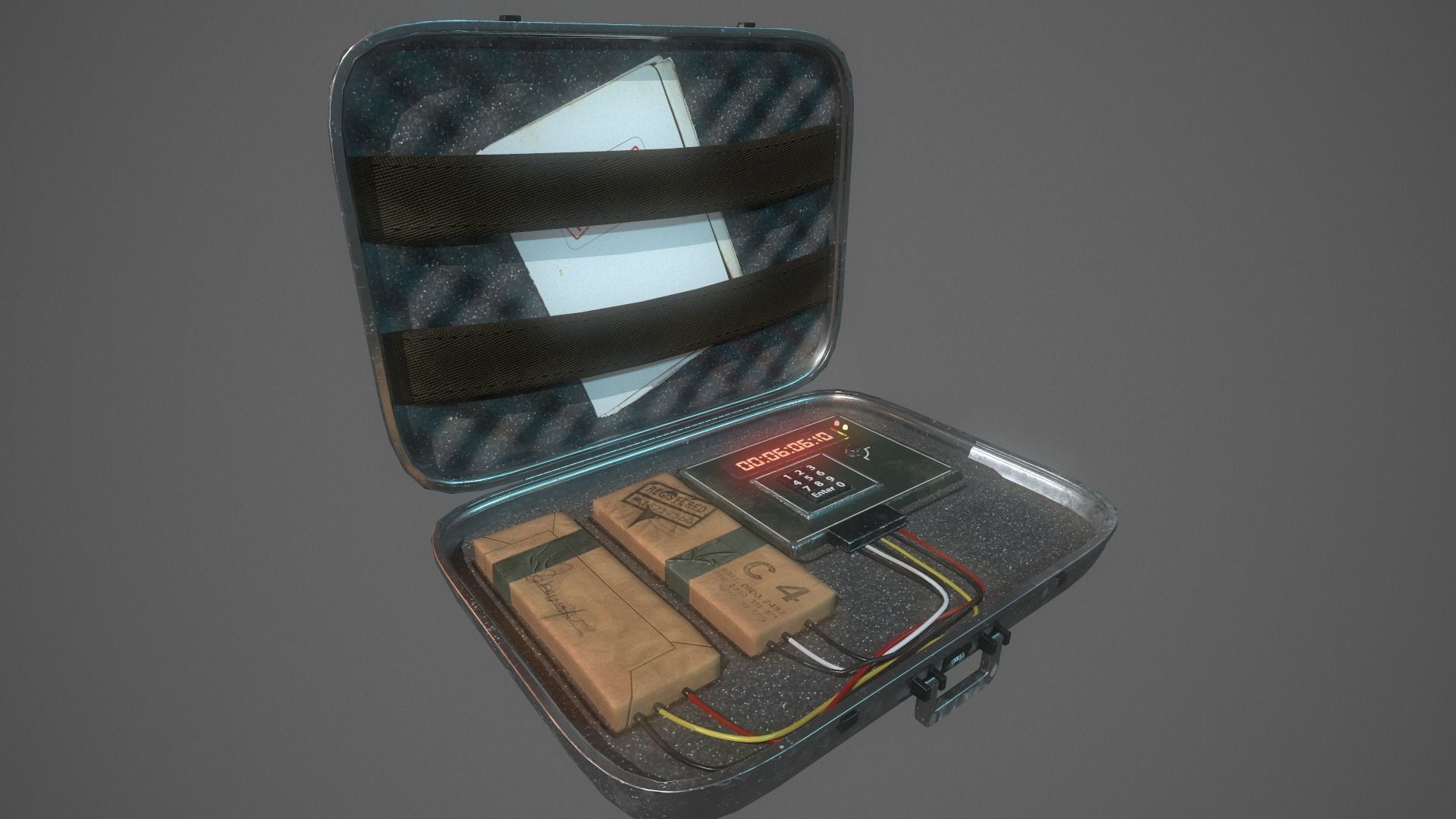Briefcase C4 Bomb Low-poly 3D model_1