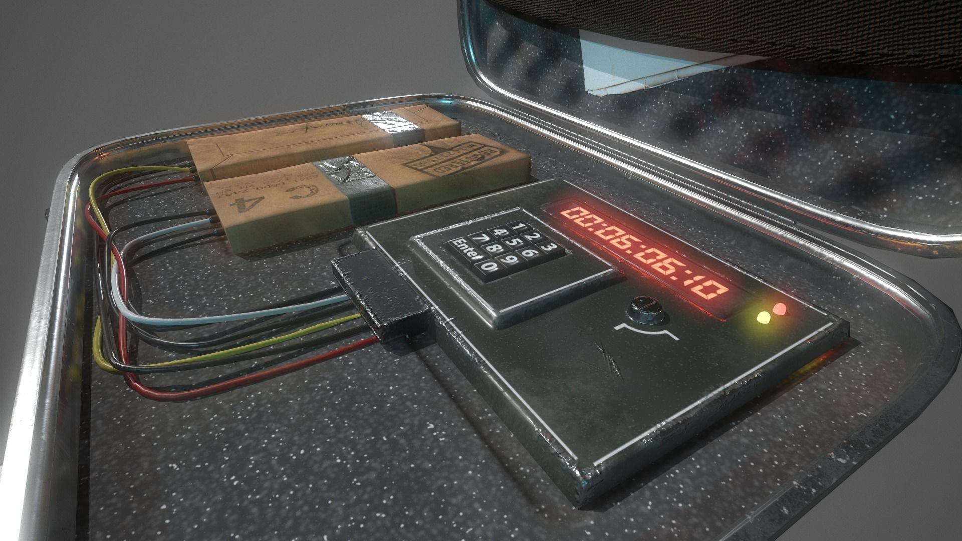 Briefcase C4 Bomb Low-poly 3D model_11