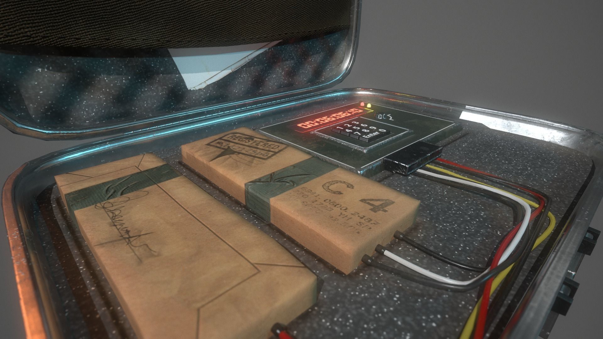 Briefcase C4 Bomb Low-poly 3D model_10