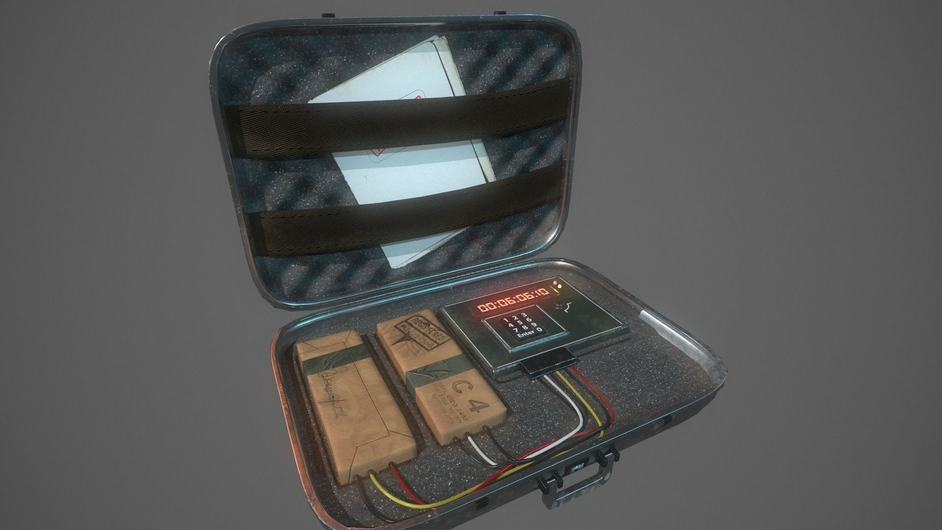 Briefcase C4 Bomb Low-poly 3D model_9