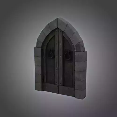 Medieval Door Arched Double Tear Handles 3D Model