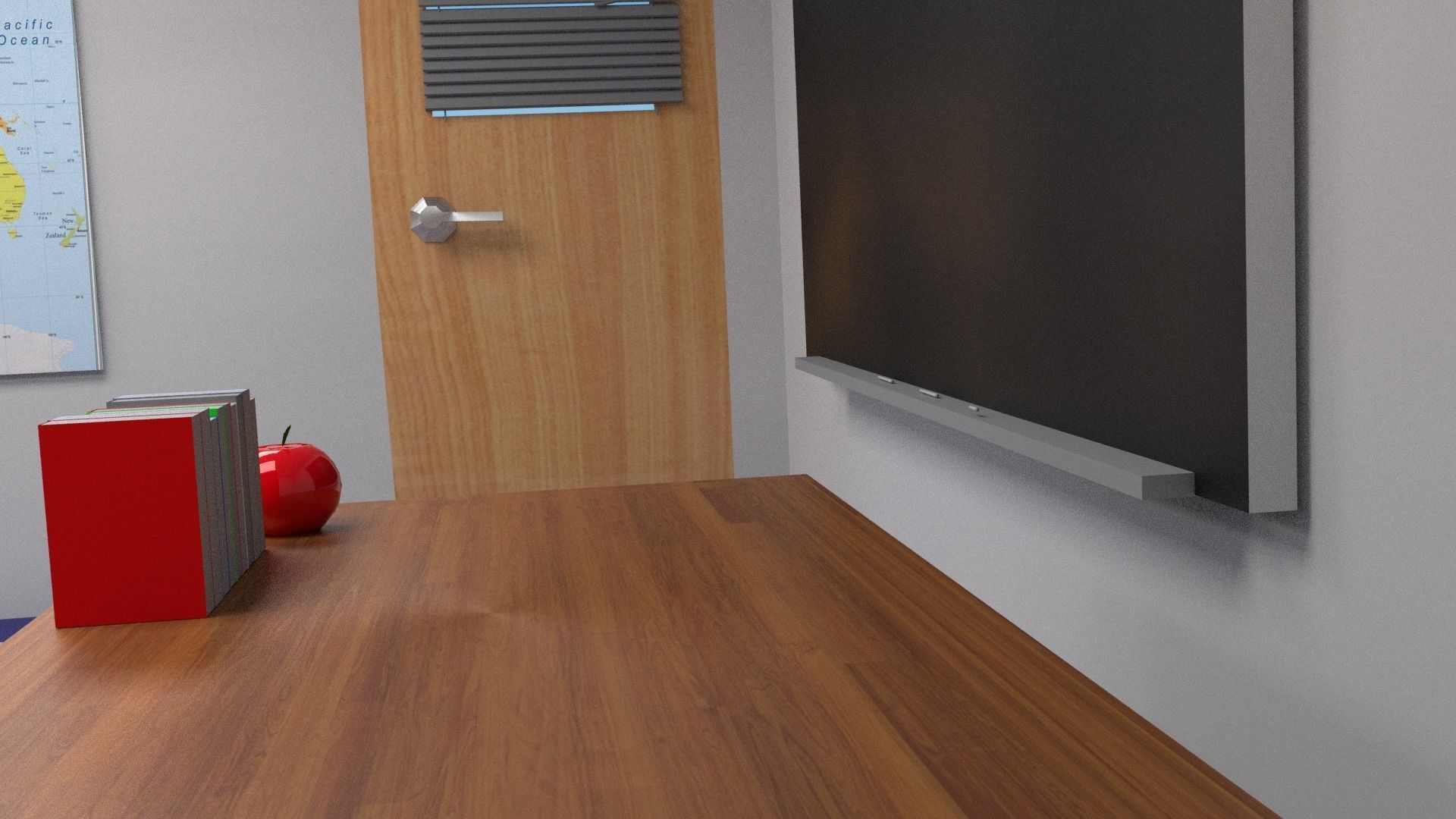 Classroom with desks and chairs 3D model_3