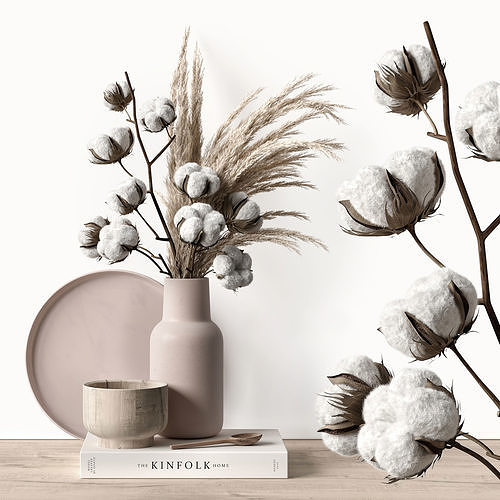 Decorative set with dry plants 5 3D model