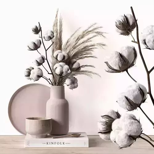 Decorative set with dry plants 5 3D model