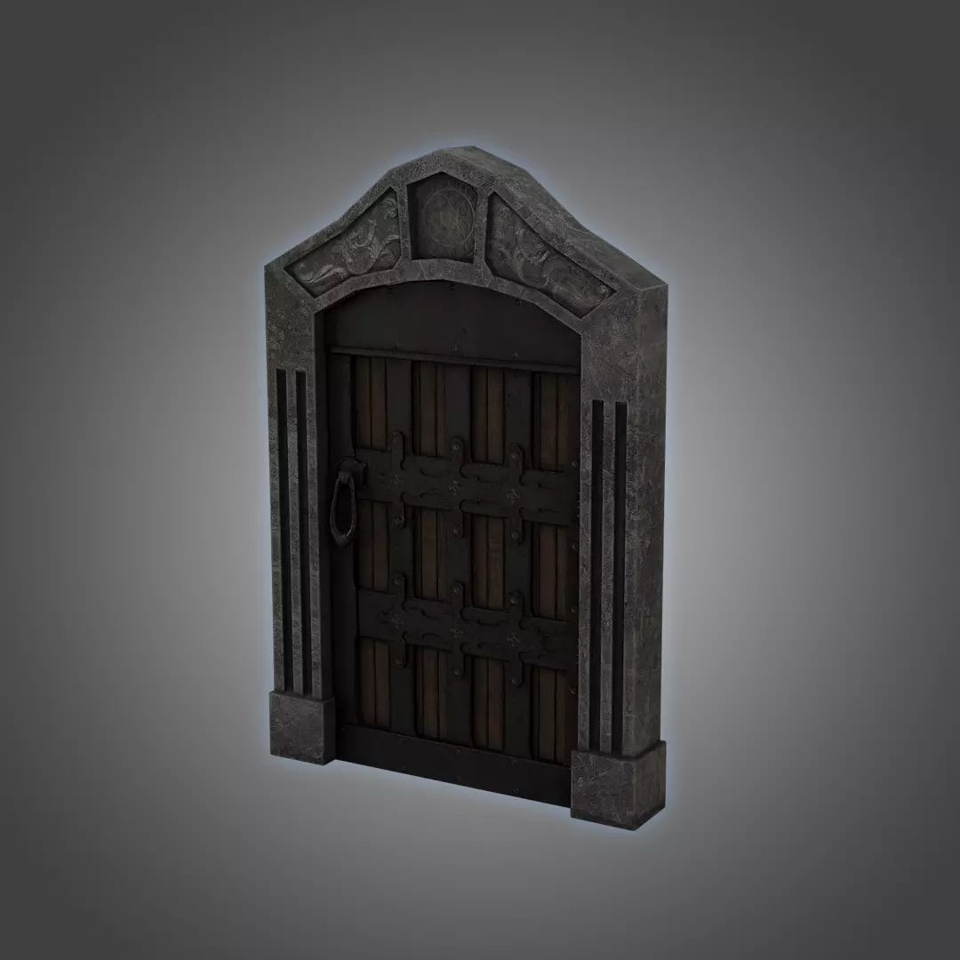 Medieval Door Roman Style Door 3D Model Low-poly 3D model_0
