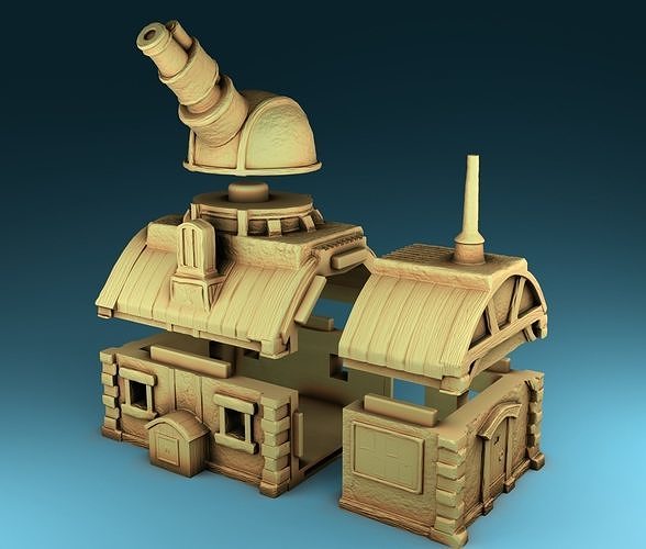 house with a telescope 3D print model