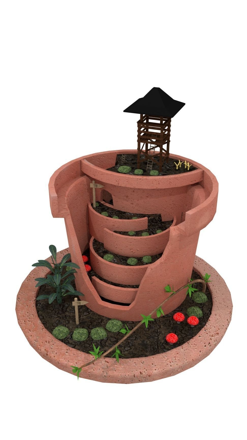 Broken Pot Garden 3D model_0