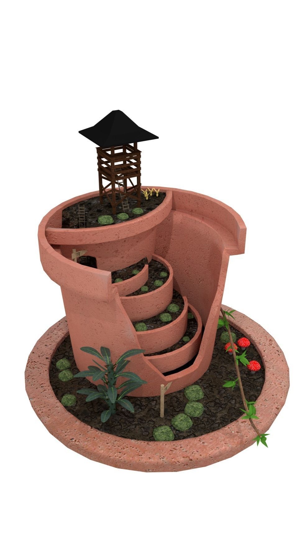 Broken Pot Garden 3D model_1