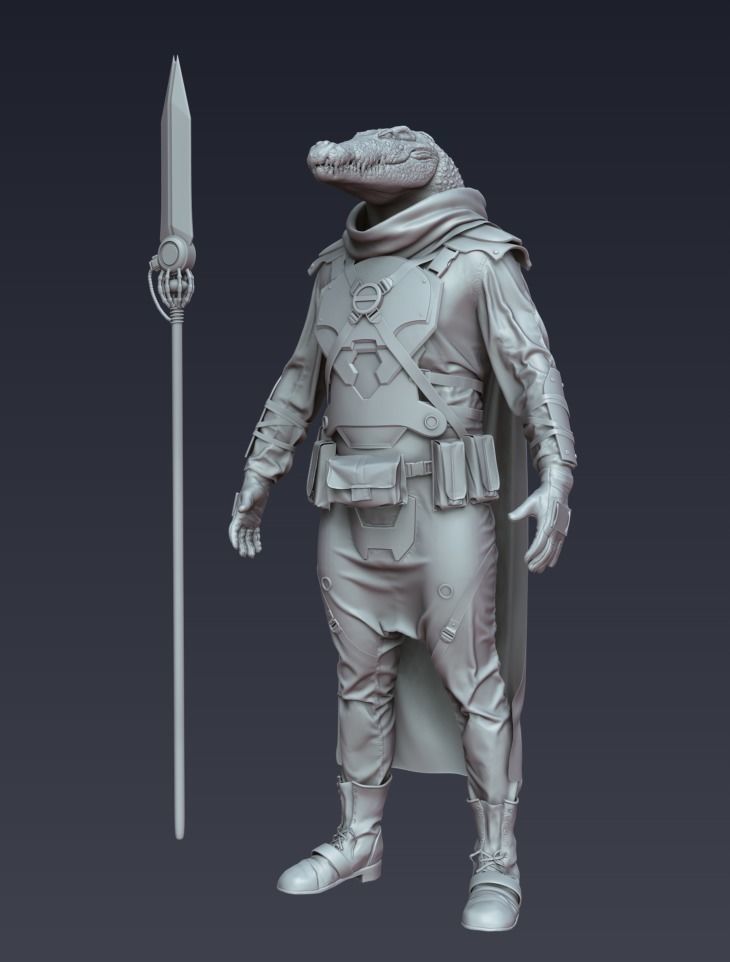 Crocodile Low-poly 3D model_4
