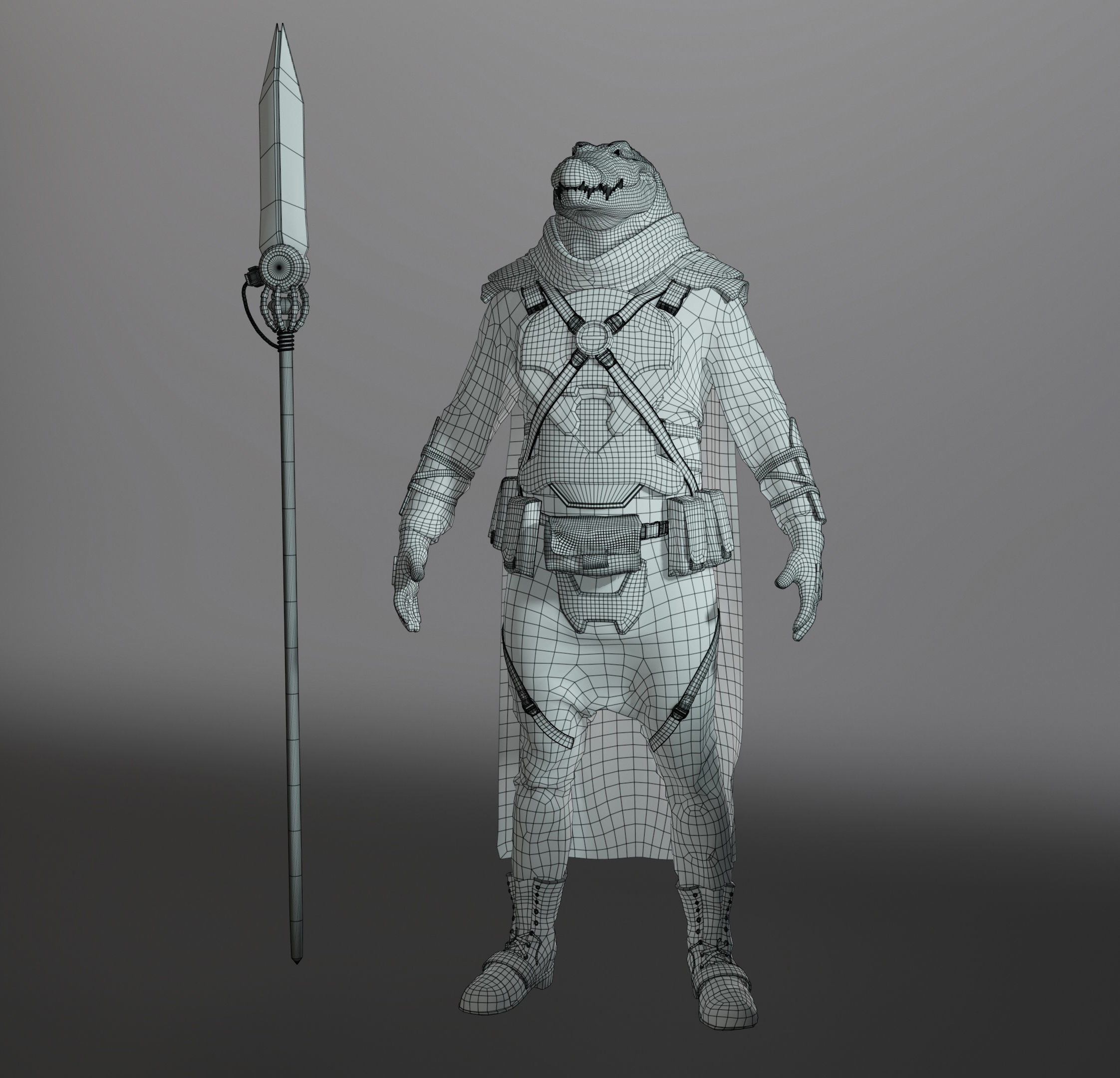 Crocodile Low-poly 3D model_8