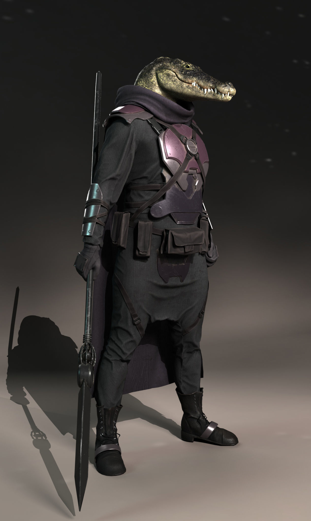 Crocodile Low-poly 3D model_3