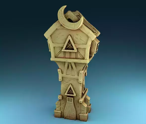 Tower wooden with crescent moon on top