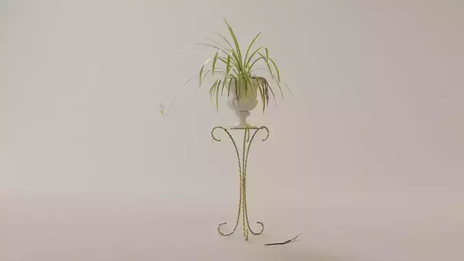 Spider Plant on a Mid-Century Plant Stand