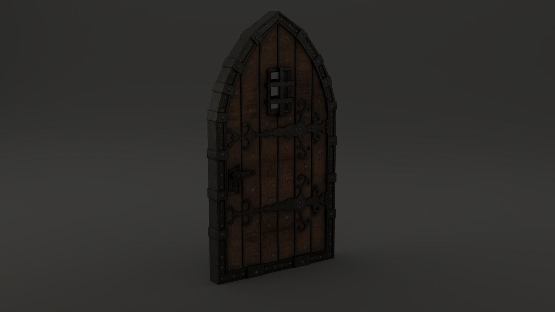 Medieval Door Old Dungeon Door 3D Model Low-poly 3D model_5