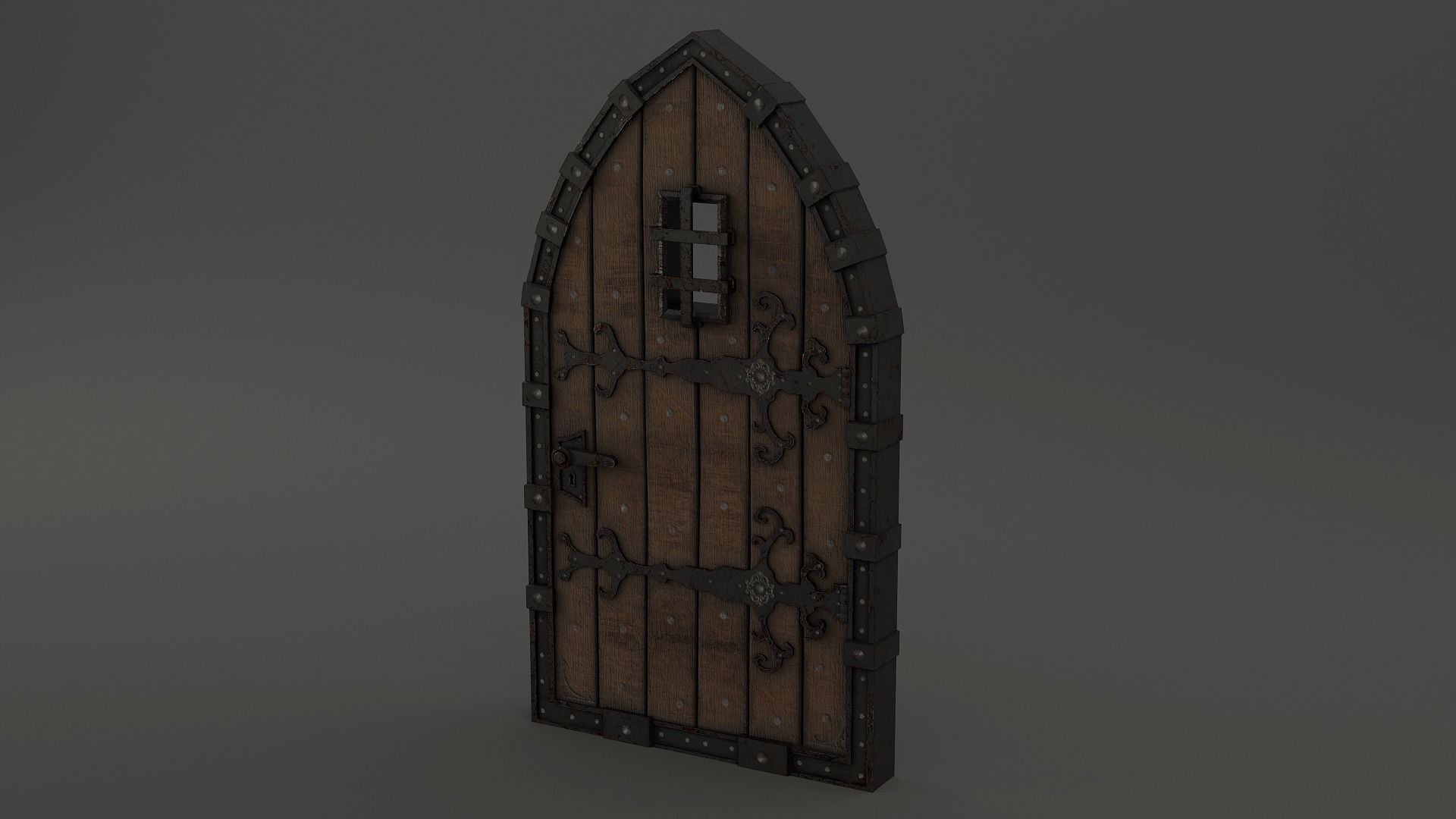 Medieval Door Old Dungeon Door 3D Model Low-poly 3D model_4