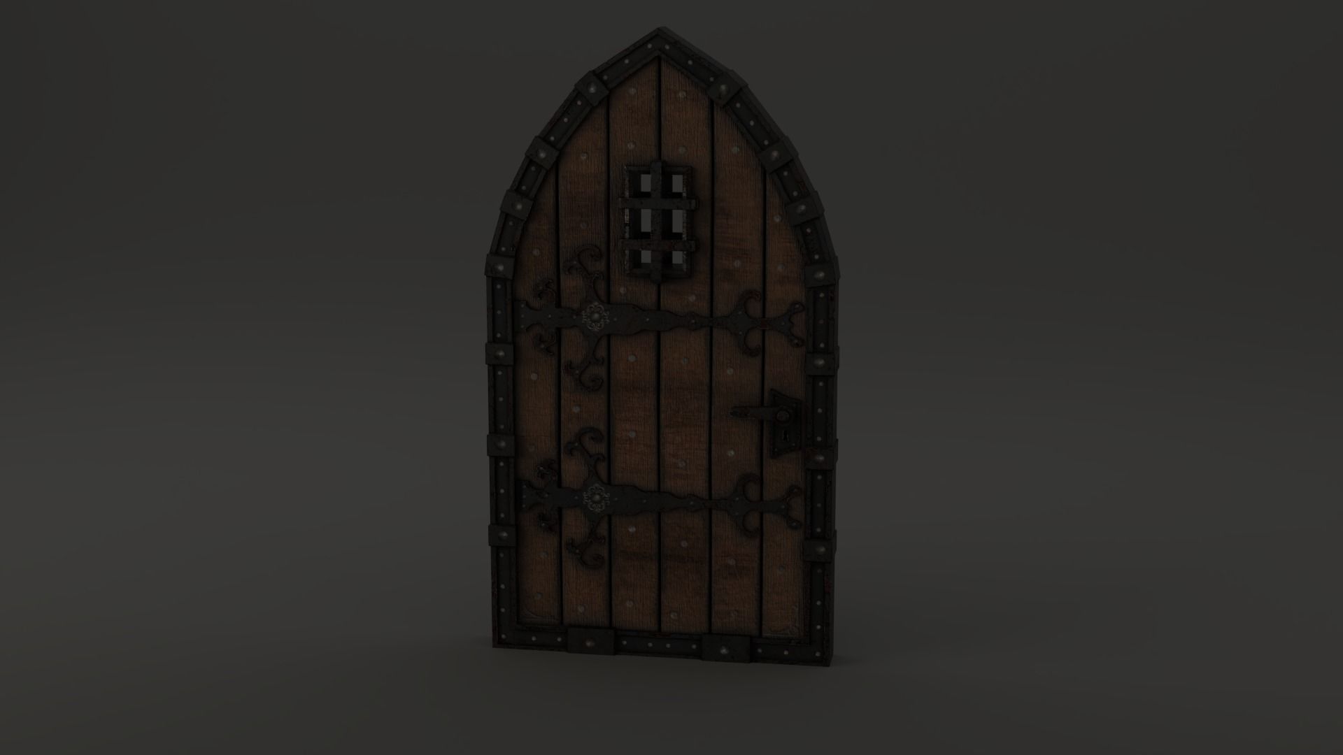 Medieval Door Old Dungeon Door 3D Model Low-poly 3D model_8