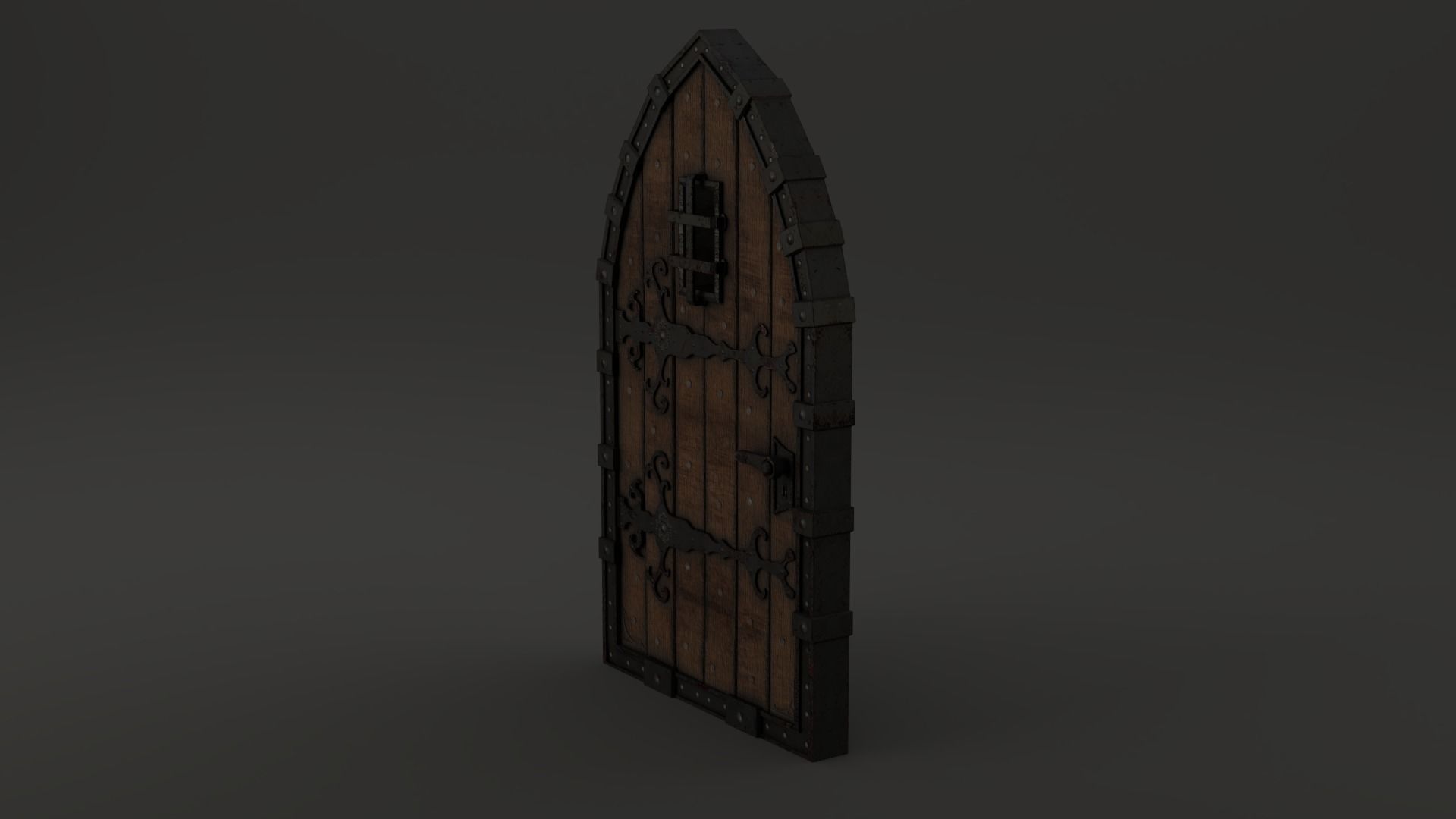 Medieval Door Old Dungeon Door 3D Model Low-poly 3D model_7
