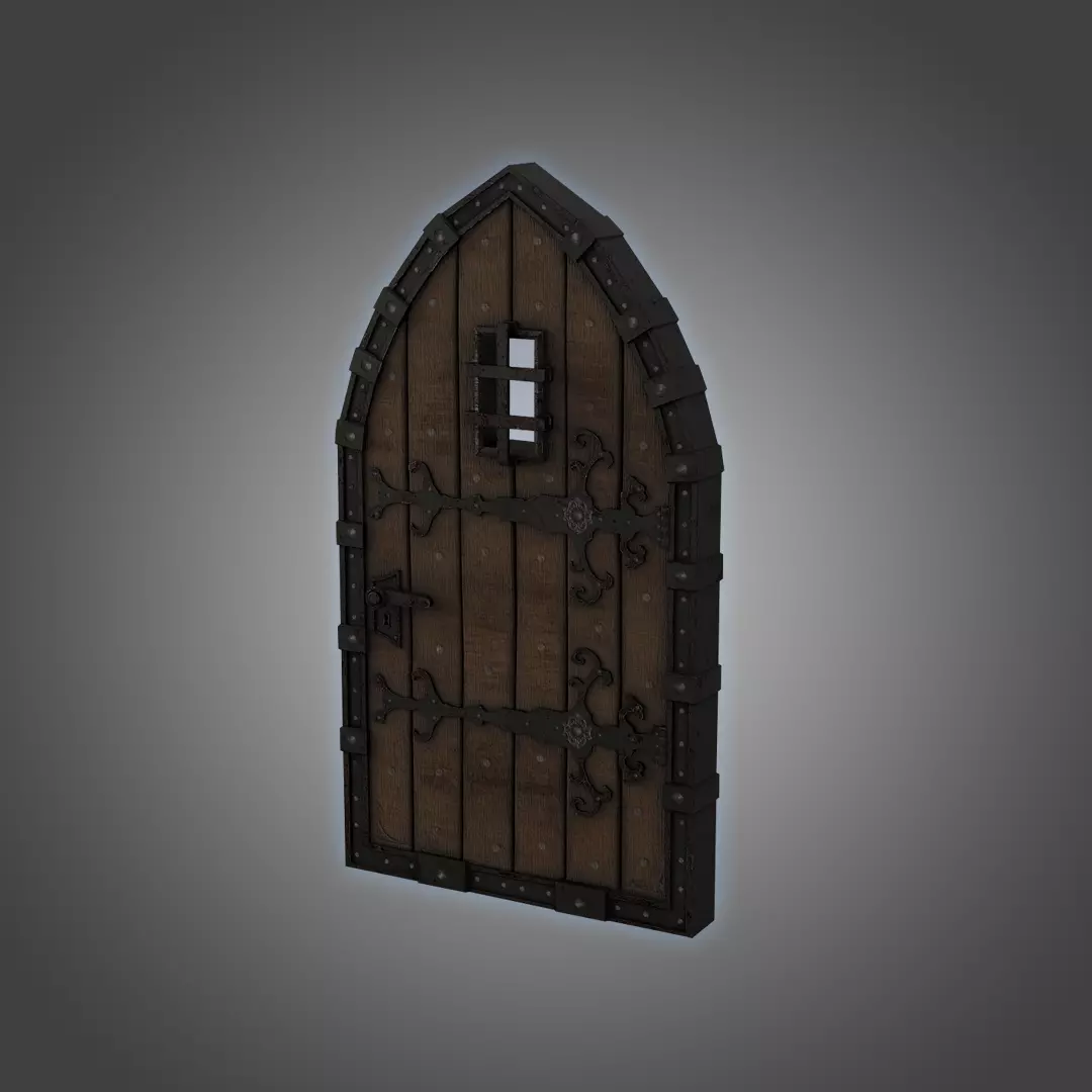Medieval Door Old Dungeon Door 3D Model Low-poly 3D model_0