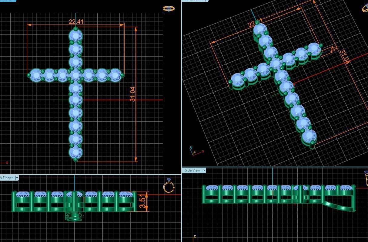 Diamond Cross Pendant 3D print model_1