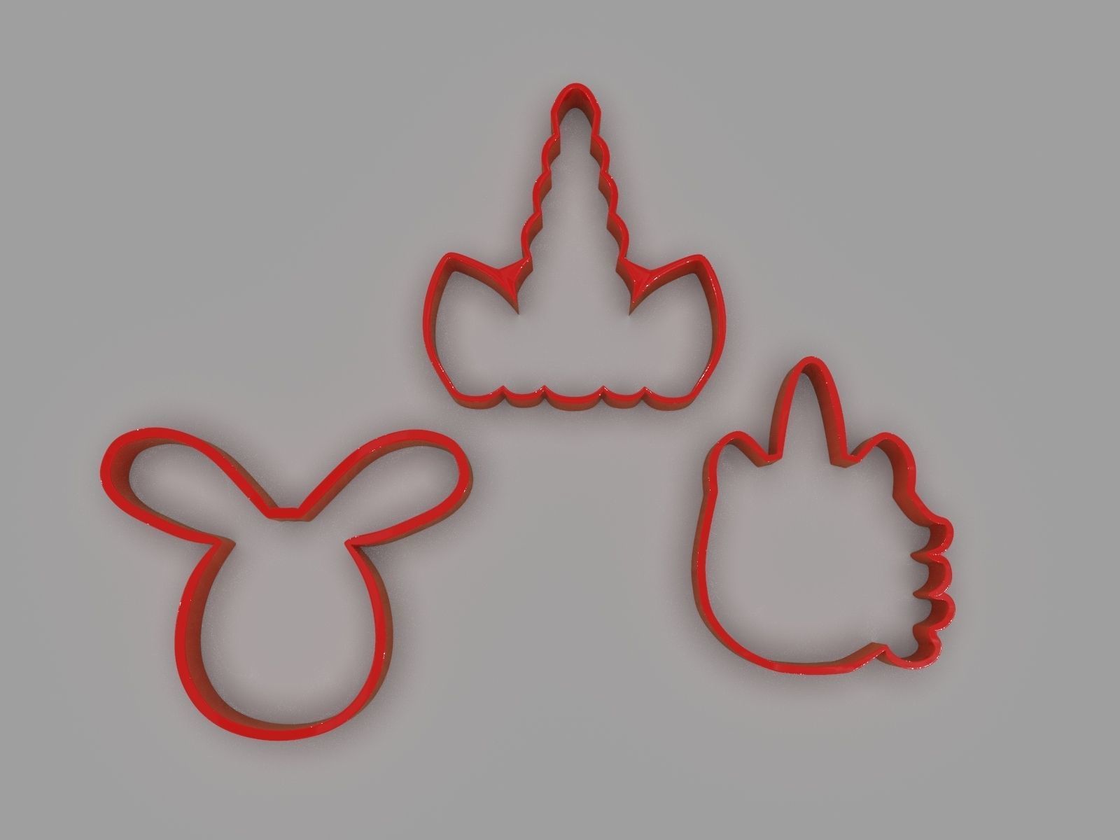 Cookie Cutter Unicorns and Rabbit Pack 3D print model_1