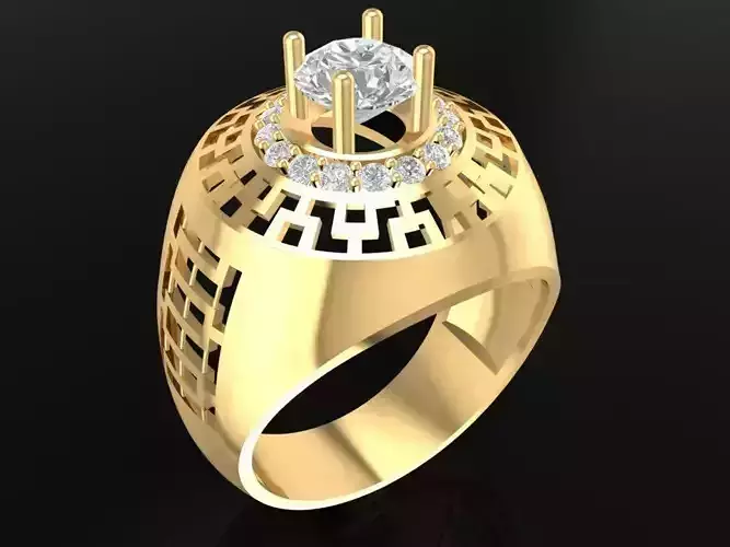 Modern Geometric Diamond Ring for Men 600
