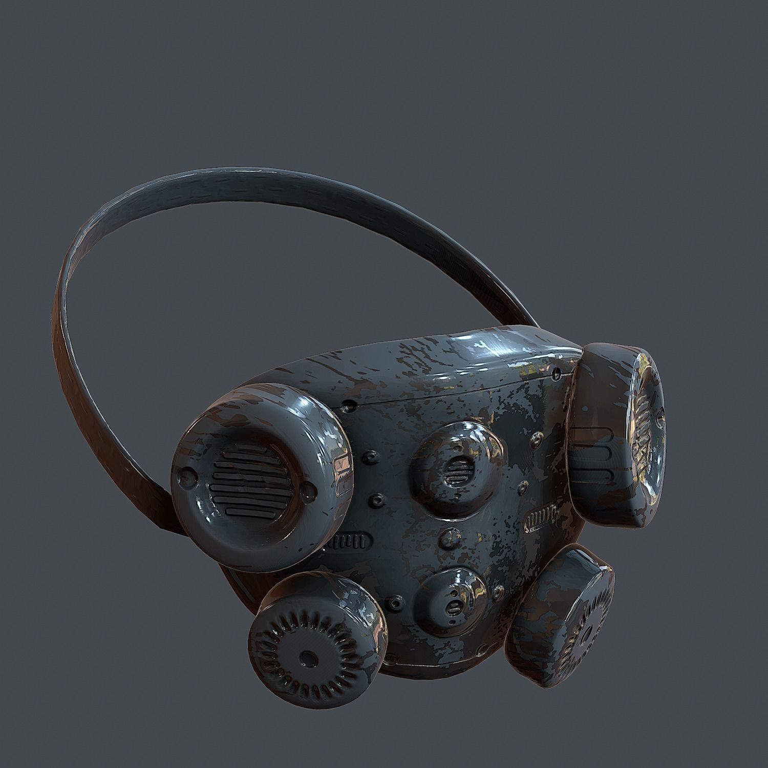 Gas mask helmet 3d model scifi Low-poly 3D model Low-poly Low-poly 3D model_3