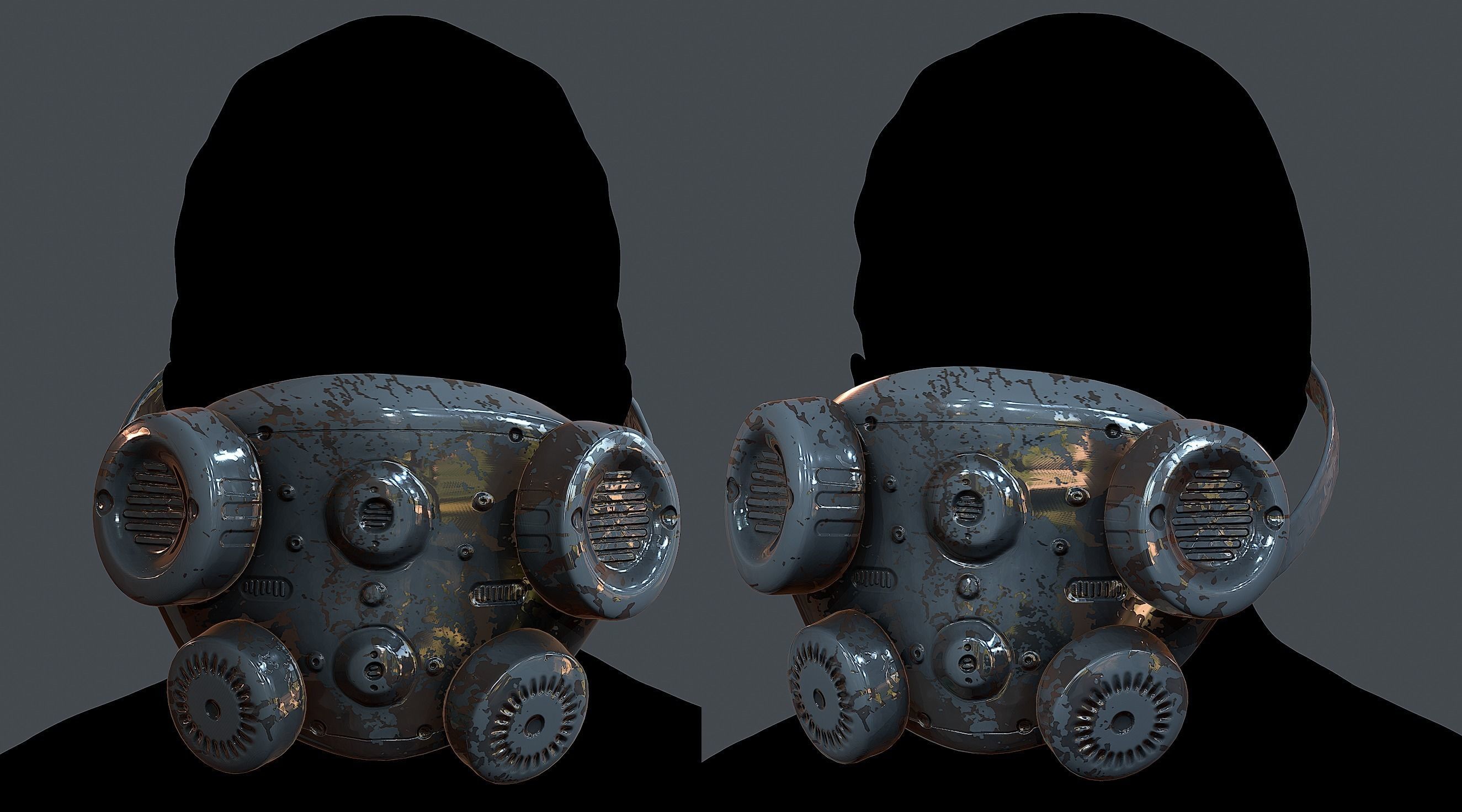 Gas mask helmet 3d model scifi Low-poly 3D model Low-poly Low-poly 3D model_1