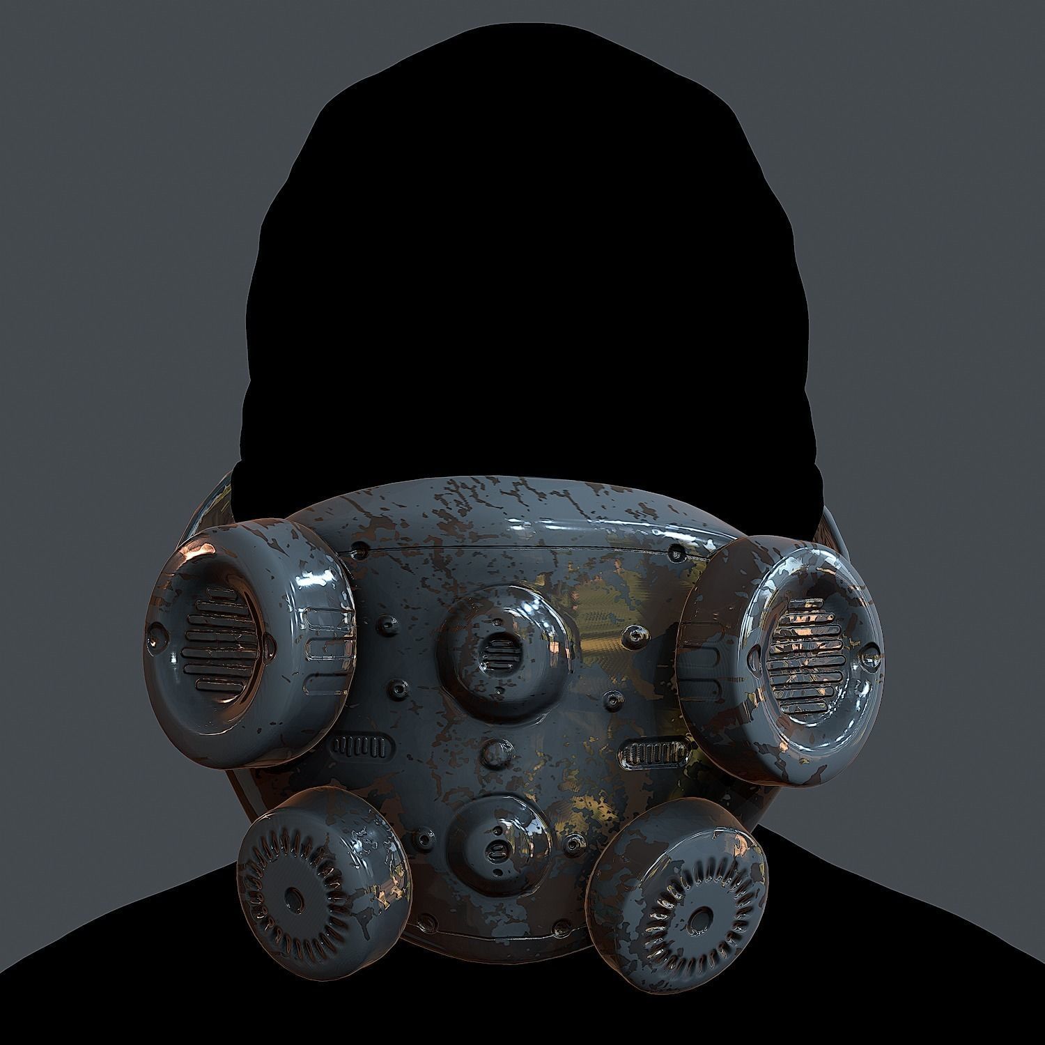 Gas mask helmet 3d model scifi Low-poly 3D model Low-poly Low-poly 3D model_2
