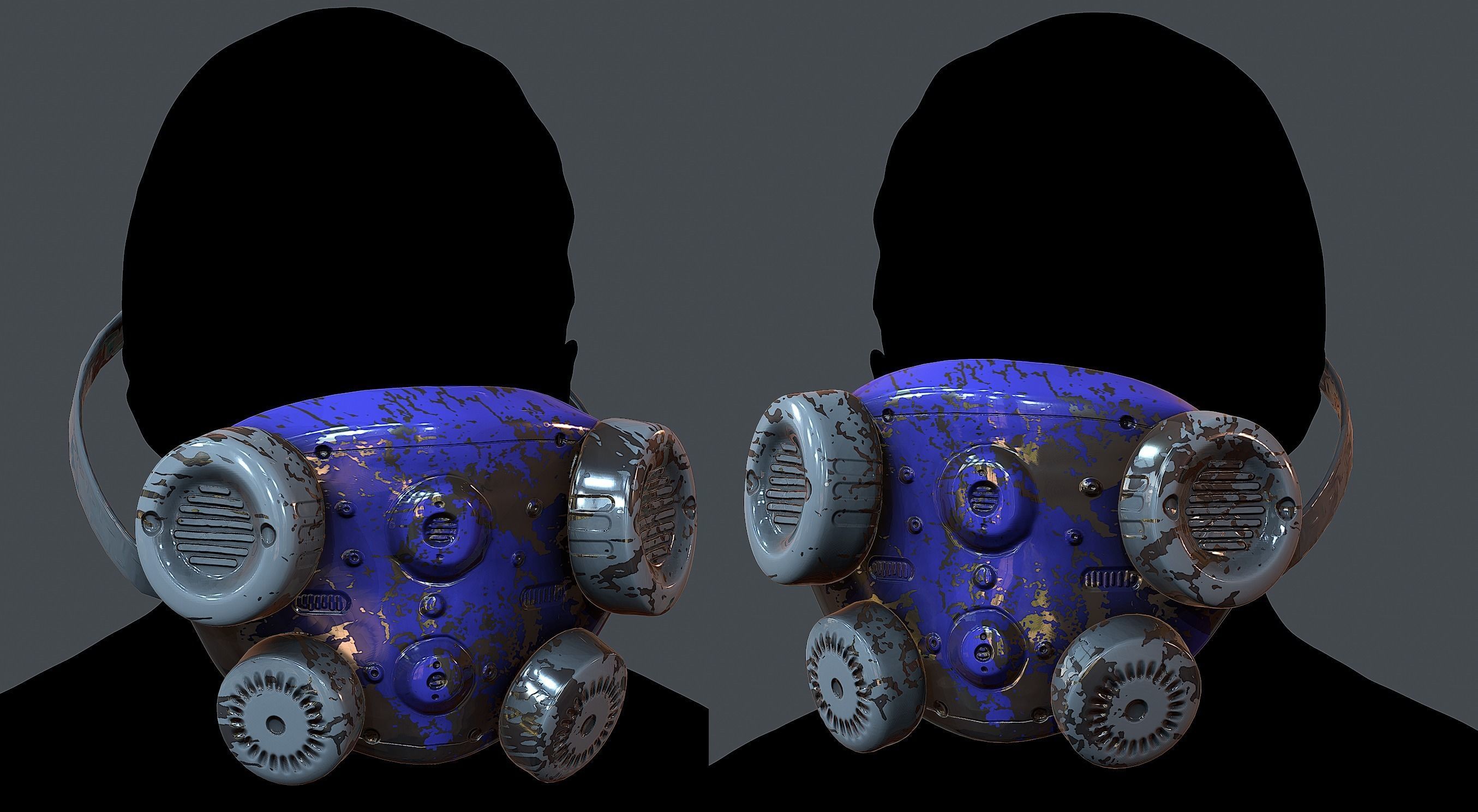 Gas mask helmet 3d model scifi Low-poly 3D model Low-poly Low-poly 3D model_1